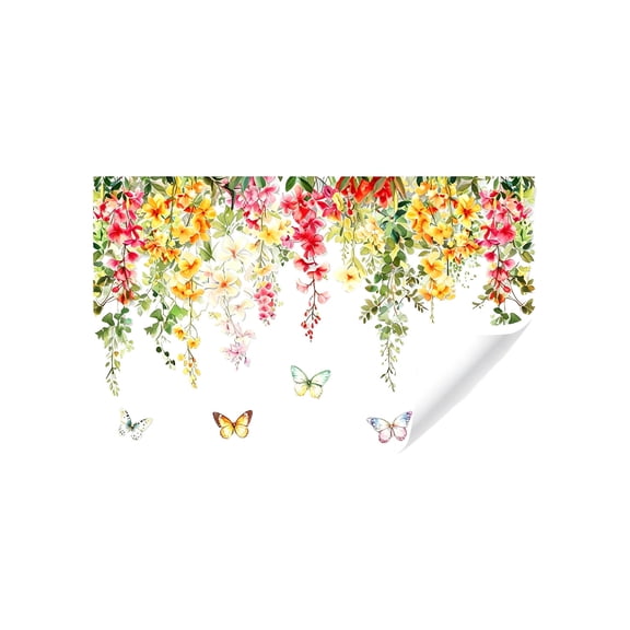 SHJHENG Floral Botanical Statics Cling Window Film Privacys Decorative No Adhesive Glass Sticker Plants Leaves Flower Cling For Home Living Room Door Window Decor