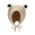 thumbnail image 1 of SHJHENG Frog Eye Knitted Beanie with Ear Flaps – Cute Winter Crochet Hat with Adjustable Chin Straps, Warm Outdoor Cap for Kids and Adults, Fun Animal Design, 1 of 5