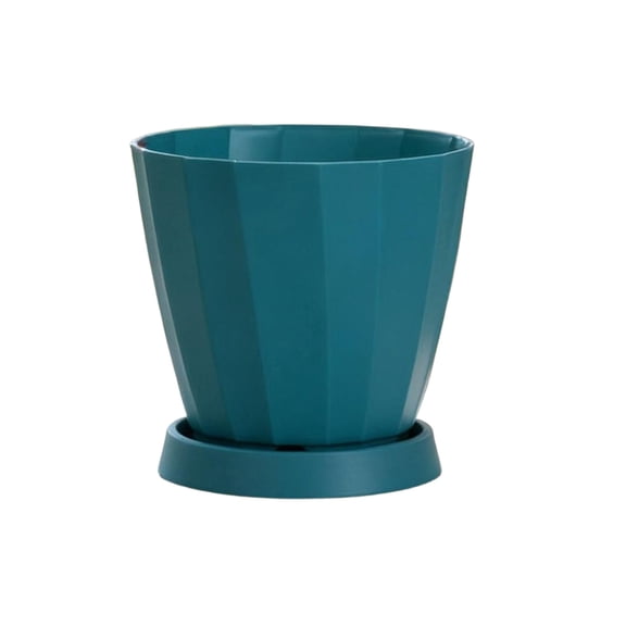 SHJHENG Geometric Verticals Ribbed Plastic Plants Pot With Drainage Tray Modern Faceted Planter Indoor Decor Flower Pot For Succulents Houseplants
