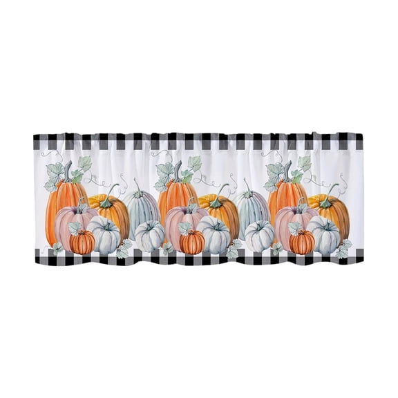 SHJHENG Halloween Kitchen Tier Curtains 2D Printed Short Curtains Spooky Pumpkin Ghost Window Valance Curtain For Kitchen Dining Room Halloween