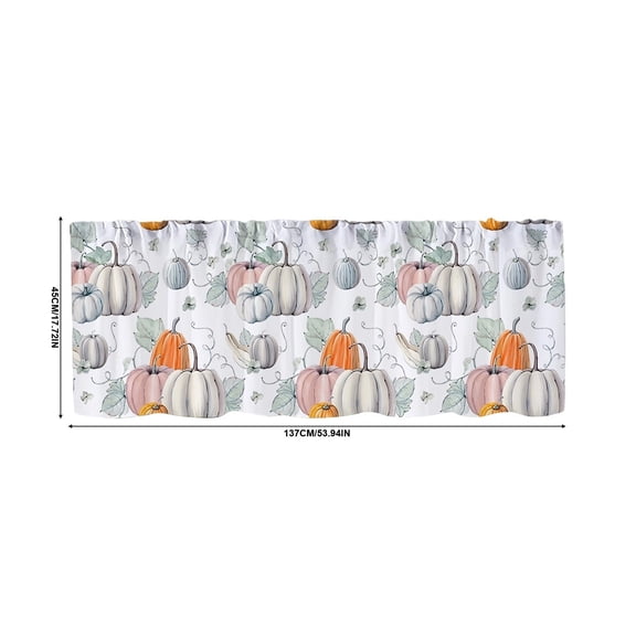 SHJHENG Halloween Kitchen Tier Curtains 2D Printed Short Curtains Spooky Pumpkin Ghost Window Valance Curtain For Kitchen Dining Room Halloween