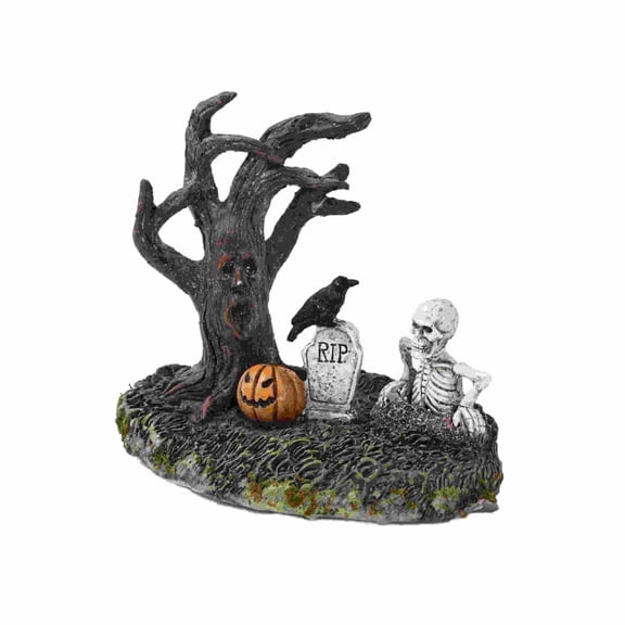SHJHENG Halloween Resin Dead Tree Skull Ornament Suitable For Home Party Tabletop Decor And Spooky Dead Tree Scene Props