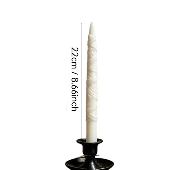 SHJHENG Halloween Twisted Taper Candles Embossed Ghost Face Long Stick Candlesticks Black White Unscented Dripless Dinner Candle For Halloween Table Mantel