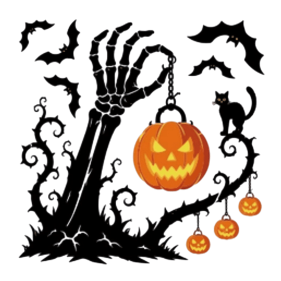 SHJHENG Halloween Window Clings Skeleton Hand O Window Stickers With Bats Reusable PVC Halloween Window Decorations For Home Party Glass