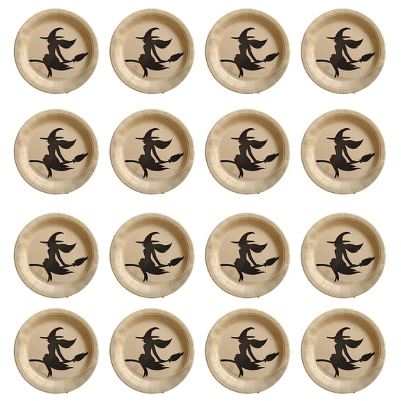 SHJHENG Halloween Witch Disposable Tableware Set Plates Cups Napkins With Witch Silhouettes Print Disposable Party Table Decor
