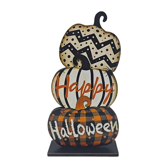 SHJHENG Halloween Wooden Tabletop DecorationsWood Pumpkin Ghost Skeleton Figurine Spooky HalloweenOrnament For Home Desktop Shelf Party House
