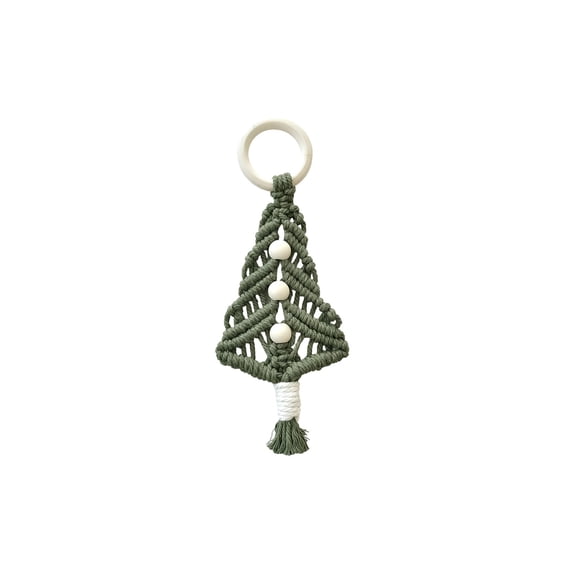 SHJHENG Hand Woven Christmas Hanging Ornament - Macrame Snowflake and Tree Pendant with Bead Accents, Holiday Decor for Christmas Tree, Door, and Window Display