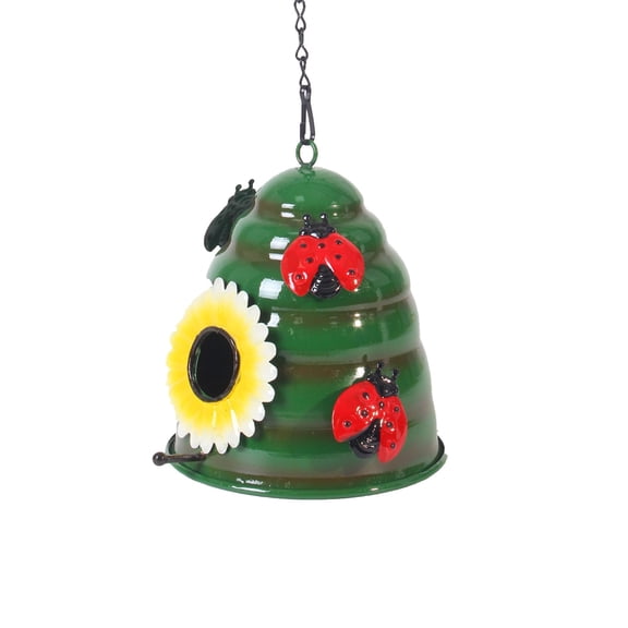 SHJHENG Hanging Bee Hive Bird Feeder, Metal Sunflower & Bee Decorative Bird House for Outdoor Garden Patio, Creative Home Yard Art Craft