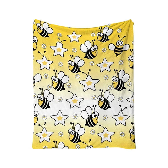 SHJHENG Honey Bee Print Blanket Soft Lightweight Throw Blankets Cozy Flannel Bed Throws for Sofa Couch Travel Home Room Bedroom Decor Gifts