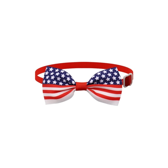 SHJHENG Independence Day Themed Pet Bow Ties, Adjustable Dog Cat Collar with Patriotic Bow, USA Flag Pet Neckwear for Holiday Events, 5 Styles
