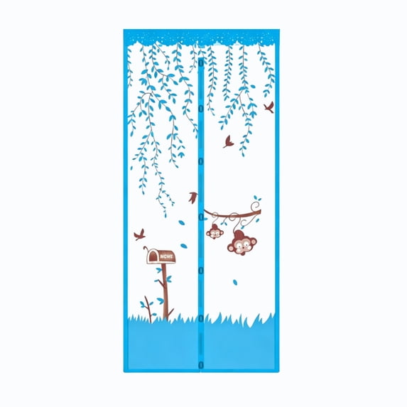 SHJHENG Magnetic Screen Door with Animal and Willow Print – Hands-Free Mesh Curtain for Home Entryway, Patio, and Bedroom, Self-Closing Fly and Insect Barrier for Summer Ventilation