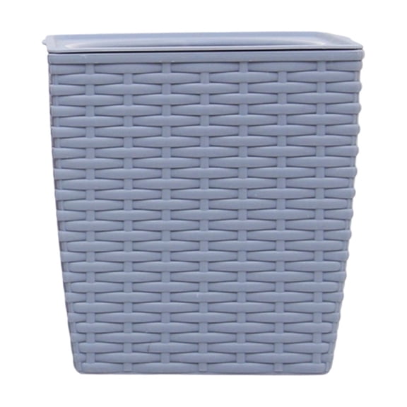 SHJHENG Medium Square Self-Watering Planter – Faux Rattan Textured Plastic Flower Pot with Reservoir, UV-Resistant Indoor Outdoor Plant Container for Succulents and Greenery