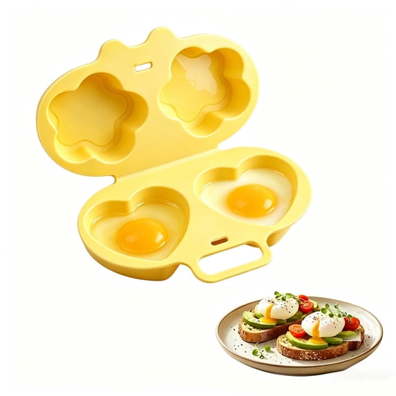 SHJHENG Microwave Egg Poacher with Lid - Plastic Double Egg Cooker for Breakfast, Quick Egg Maker for Home Kitchen, Microwave Safe Egg Steamer Tool (Multiple Styles Available)