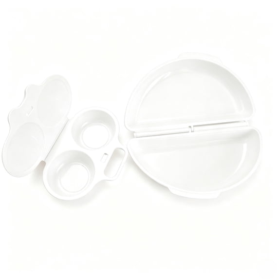 SHJHENG Microwave Egg Poacher with Lid - Plastic Double Egg Cooker for Breakfast, Quick Egg Maker for Home Kitchen, Microwave Safe Egg Steamer Tool (Multiple Styles Available)