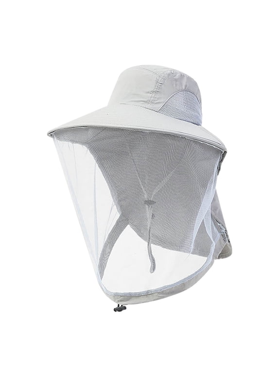 Outdoor Mosquito Head Net Sun Hat with Full Face Neck Mesh Cover, Breathable Wide Brim Bug Protection Hat for Gardening Camping Fishing Beekeeping Hiking