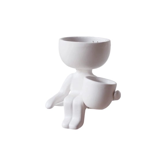 SHJHENG Personalized Ceramic Figurine Planters For Succulents Cactus And Succulents Planters Desktop And Balcony Decor