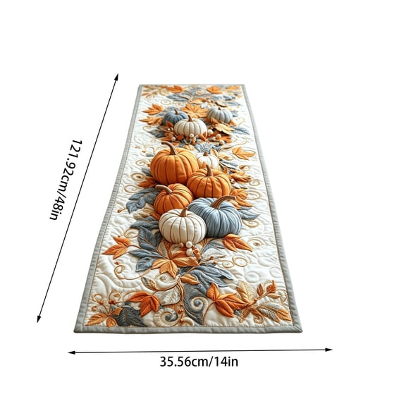 SHJHENG Quilted Pumpkin Table Runner 47" x 14" 3D Embroidery Fall Harvest Decor for Thanksgiving Dining Kitchen, Multicolor