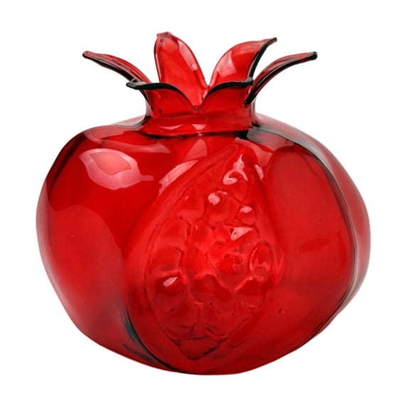 SHJHENG Red Pomegranate Shaped Glass Vase, Creative Tabletop Hydroponic Flower Vase, Unique Decorative Centerpiece, for Living Room Entryway Wedding Home Decor