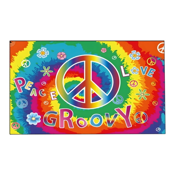 SHJHENG Retro Peace Sign Guitar Area Rug, Non-Slip Washable Welcome Mat for Front Door, Bathroom & Home Decor