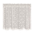 thumbnail image 1 of SHJHENG Rod Pocket Floral Lace Cafe Curtains, Semi Sheer Short Window Tier Curtains with Pom Pom Trim, Light Filtering Half Window Valance for Kitchen Bathroom Cabinet Decor, 1 of 5