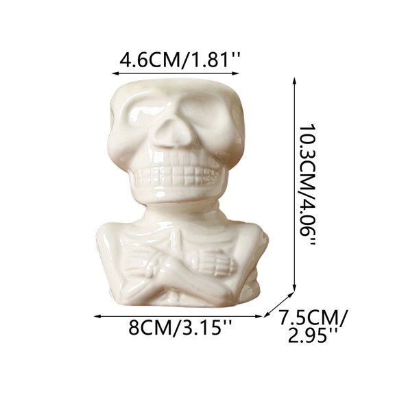 SHJHENG Set Of 4 White Ceramic Skull Bust Planters Planters Featuring Skeletal Figures In Four Poses For Halloween Tabletop Decor