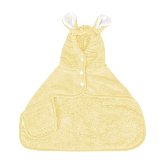 SHJHENG Soft Plush Hooded Pet Bathrobe, Quick-Drying Absorbent Towel for Small Dogs & Cats, Cute Bunny Ear Bath Wrap with Buttons & Pockets