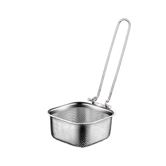 SHJHENG Stainless Steel Deep Fryer Basket with Handle, Hanging Square Fryer Strainer Skimmer, Heavy Duty Mesh Frying Basket for French Fries, Chicken, Shrimp & Kitchen Frying