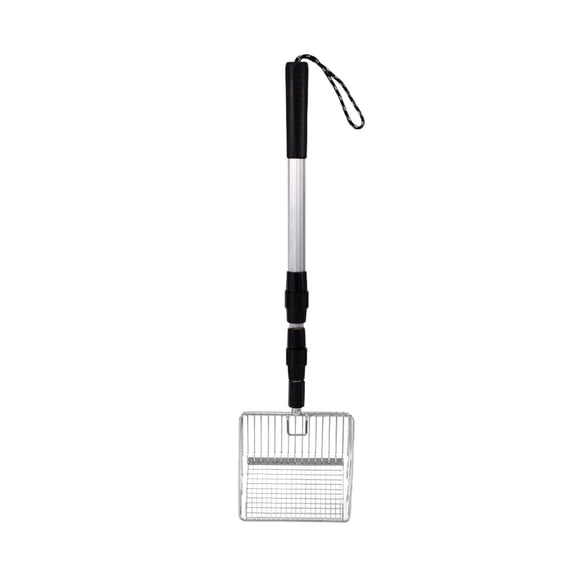 SHJHENG Telescoping Metal Cat Litter Scoop, Long Handle Sifter with Deep Shovel, Heavy-Duty Cat Poop Scooper for Easy Litter Box Cleaning
