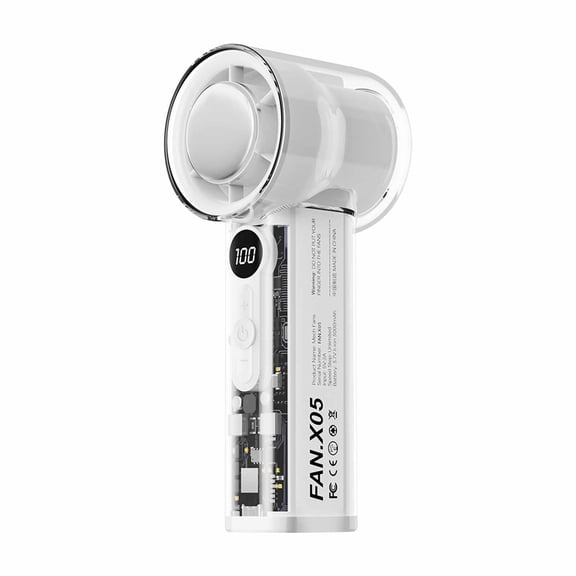 SHJHENG Transparent Shell Turbo Handheld Fan, USB Rechargeable Personal Fan with Digital Display & Cooling, 100 Speed Mini Pocket Fan for Travel, Office Desk & Summer Cooling