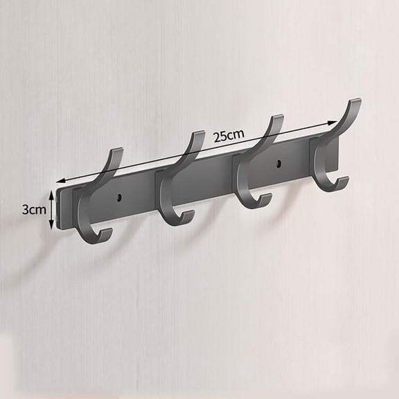 SHJHENG Wall Mounted Coat Hook Rack, Heavy Duty Multi Hook Rail for Entryway Bedroom, Drill Free or Screw Install Clothes Hat Towel Hanger, Multiple Hook Quantity Options