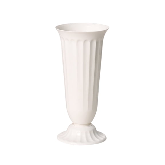 SHJHENG White Fluted Plastic Vase with Pedestal Base Lightweight Decorative Flower Holder for Home, Wedding Centerpieces, Living Room & Tabletop Decor