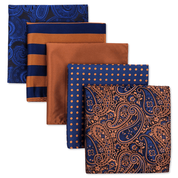 SHLAX&WING 5 Pieces Assorted Mens Silk Pocket Square Handkerchiefs Set