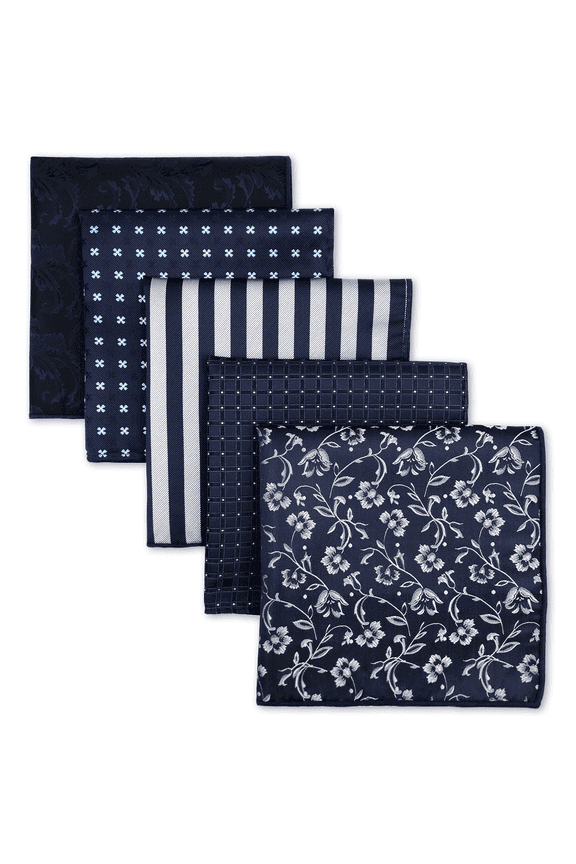 SHLAX&WING 5 Pieces Assorted Mens Silk Pocket Square Handkerchiefs Set
