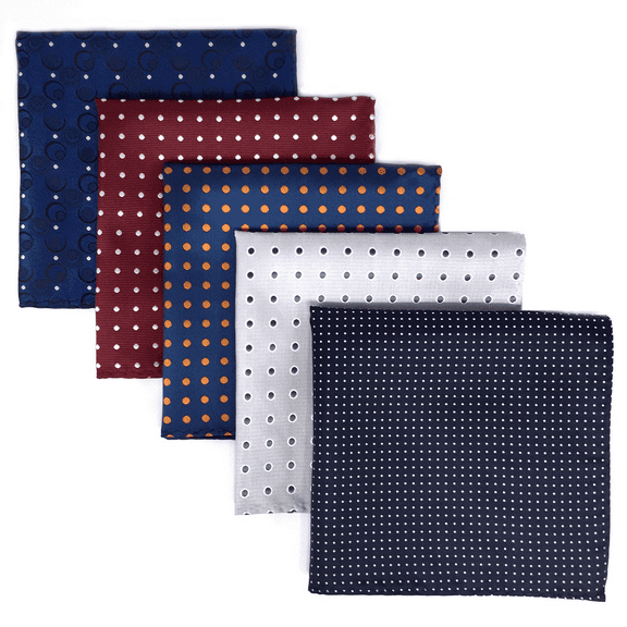SHLAX&WING 5 Pieces Assorted Mens Silk Pocket Square Handkerchiefs Set