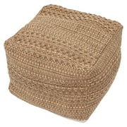 Pouf Cover, Unstuffed Ottoman Handwoven Foot Stool Square Braided Footrest with Zipper Unfilled Floor Pouf Cushion for Storing Clothes Towel Plush Toy