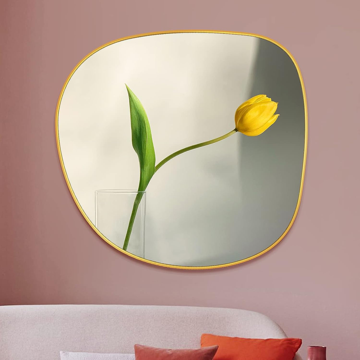 CONGUILIAO Asymmetrical Mirror 33.5 x 20.5 Irregular Wall Mirror Body  Vanity Mirror for wall 