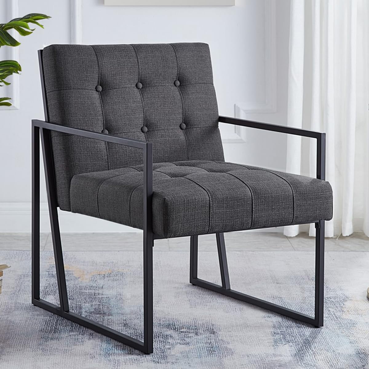 SHMAMT Modern Black Velvet Button Tufted Accent Chair with Golden Metal Stand Decorative Furniture Chairs for Living Room Bedroom Black Walmart