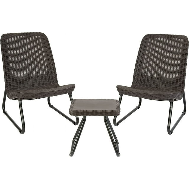 SHMAMT Rio 3 Piece Resin Wicker Patio Furniture Set with Side Table and 