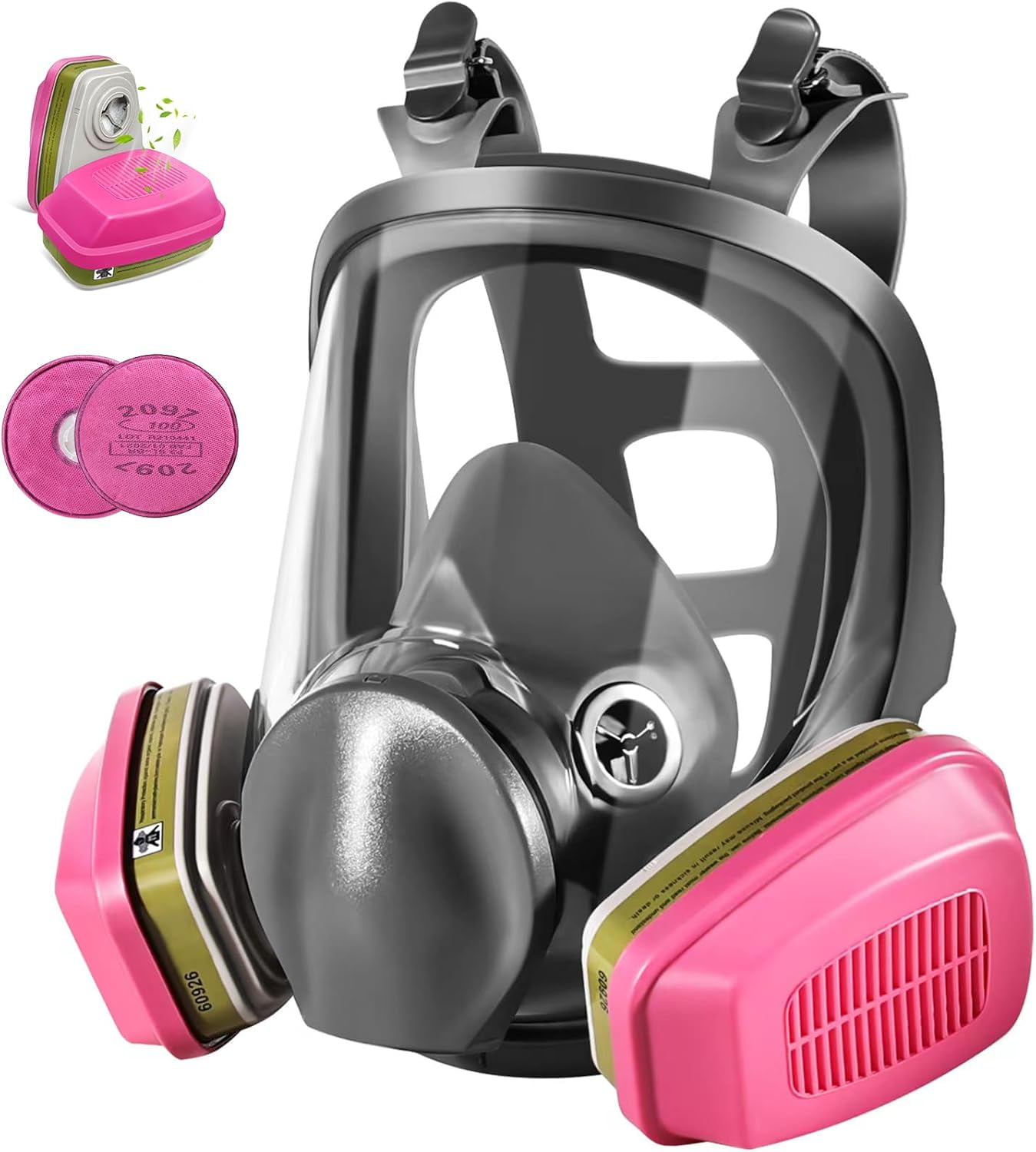 SHMYFull Face Gas Respirator Mask - Gas Masks Survival Nuclear and Chemical with Activated Carbon Filters