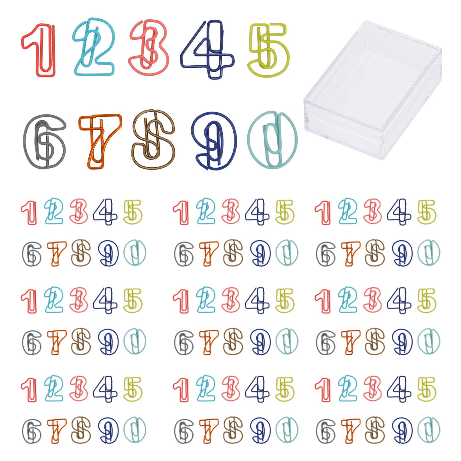 SHNWU 100Pcs Cute Paper Clips Numbers Style Rich Colors Anti Slip