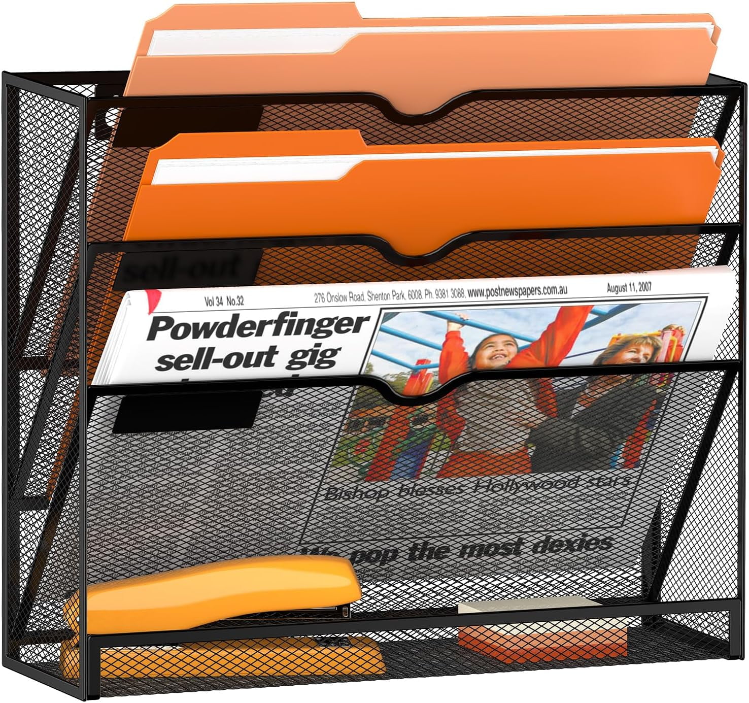 SHNWU 4Tier Wall File Organizer Hanging Wall File Holder for Papers