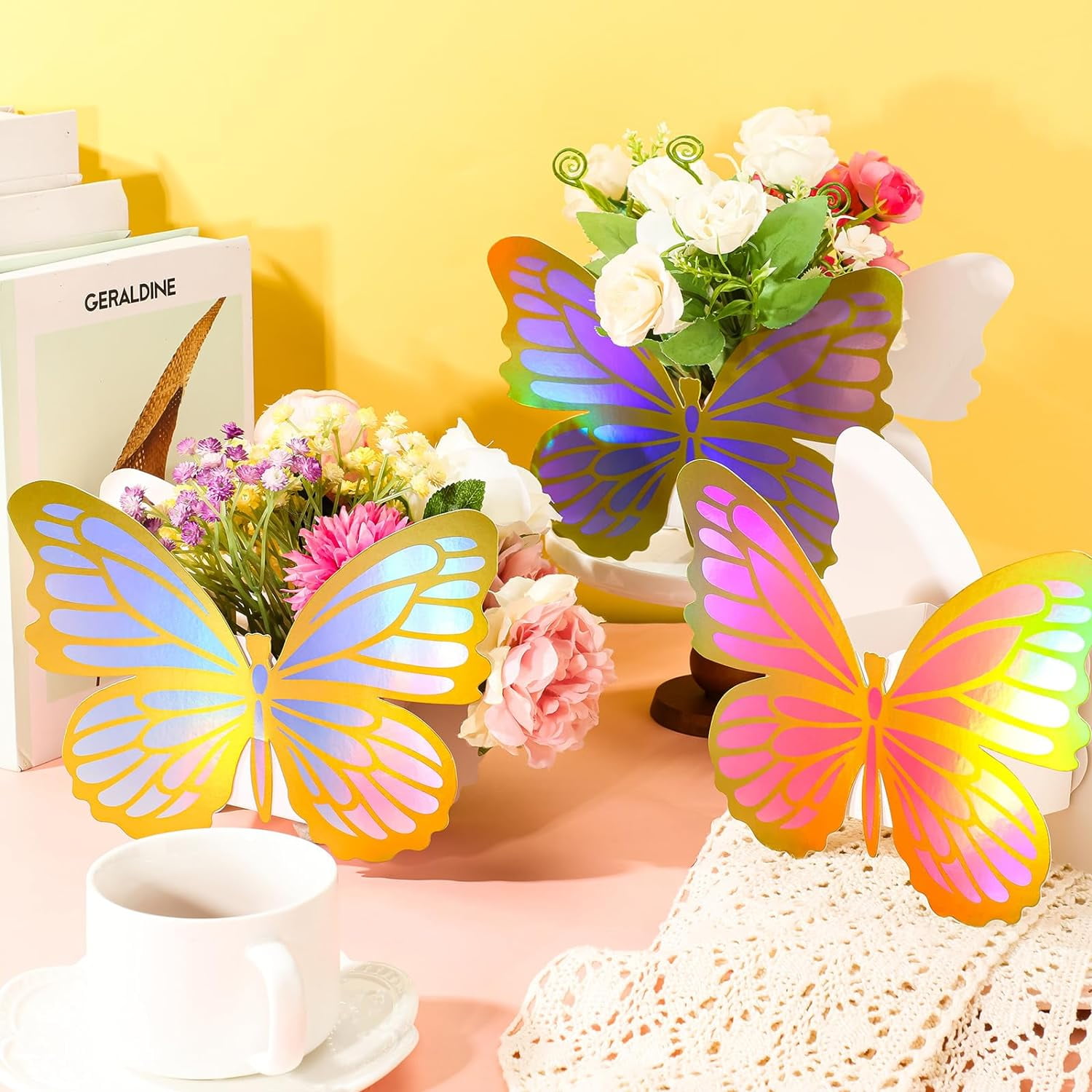 SHNWU 6 Pcs Butterfly Centerpieces for Baby Shower Birthday Tea Party ...