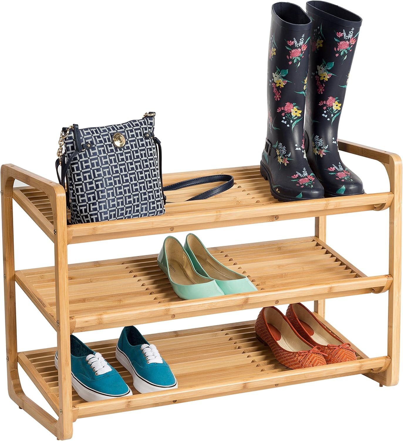 SHO01599 Bamboo 3Tier Shoe Shelf