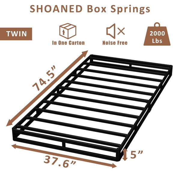 SHOANED Twin Size Box Springs - 5 Inch Low  Mattress Foundation