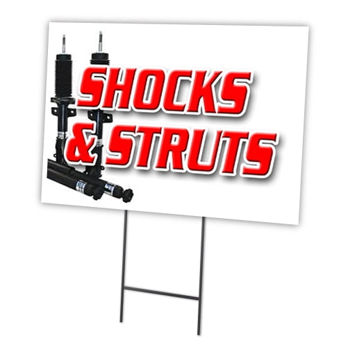 SHOCKS & STRUTS 18"x24" Yard Sign & Stake | Advertise Your Business | Stake Included Double Sided Image | Made in The USA