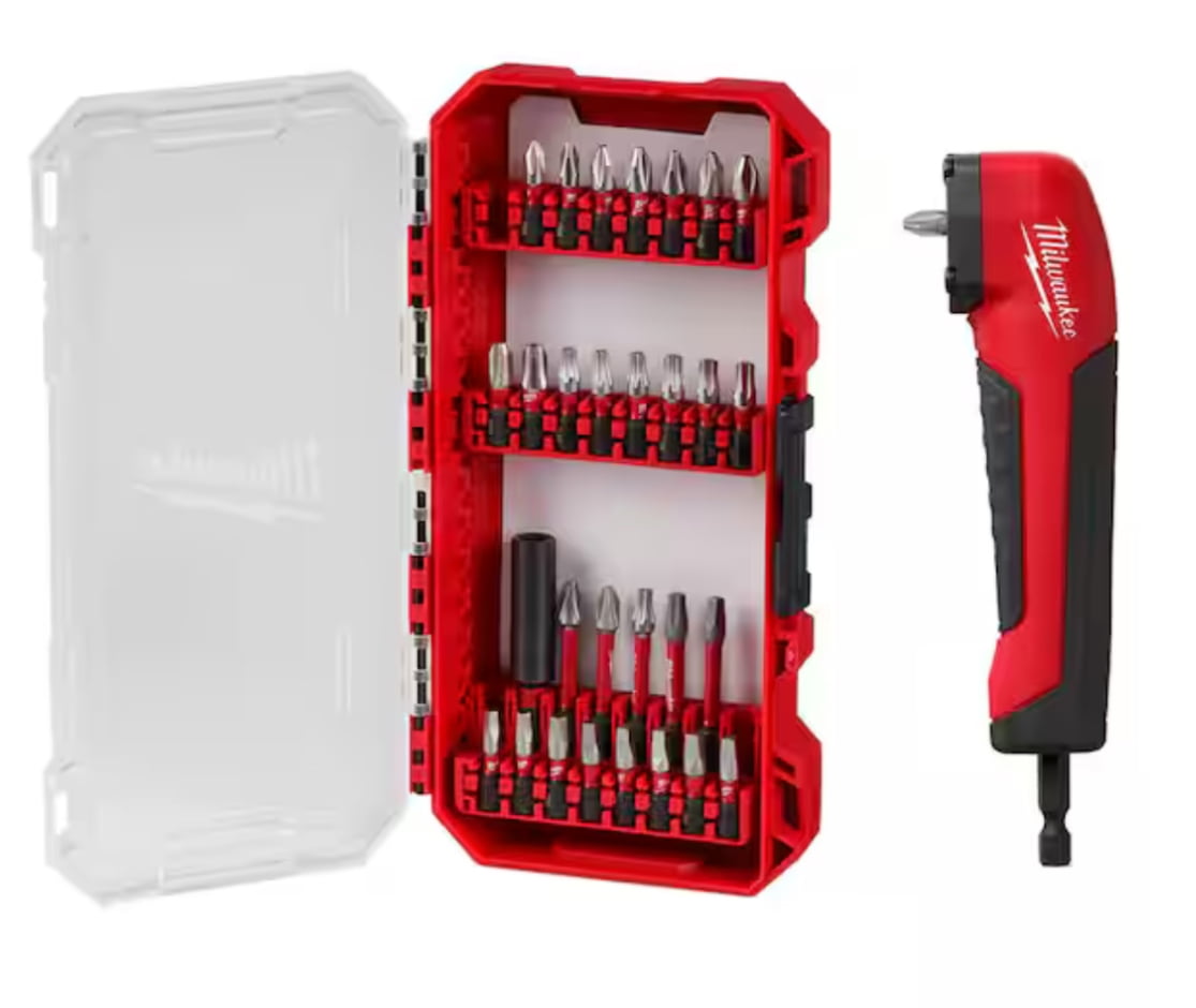 SHOCKWAVE Impact Duty Alloy Steel Drill and Screw Driver Bit Set with Right Angle Adapter Walmart