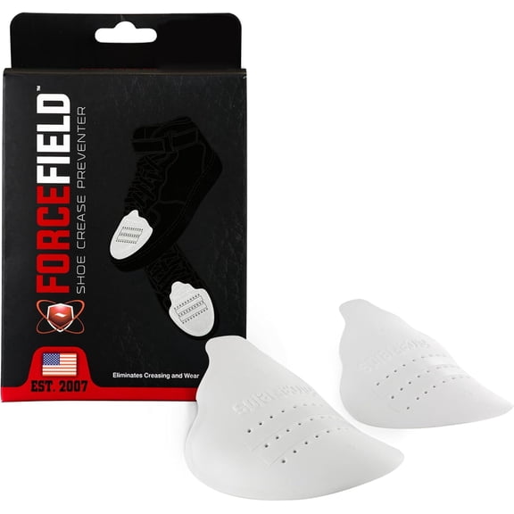 SHOE CREASE PREVENTER - Foam Crease Protector for Shoes & Boots - Fits Inside Toe Box, Prevents Creasing - Adhesive Strips for Secure Fit - Large - Fits Men's 11.5 and up