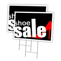 SHOE SALE 2 Pack Of 12" x 16" Yard Sign & Stake | Advertise Your Business | Stake Included Image On Front Only | Made in The USA