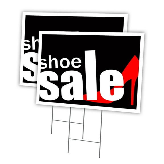 SHOE SALE 2 Pack Of 12" x 16" Yard Sign & Stake | Advertise Your Business | Stake Included Image On Front Only | Made in The USA