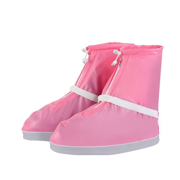 SHOEGIRLS Women Waterproof Shoe Covers Slip-Resistant Reusable Overshoes, Light Pink, M